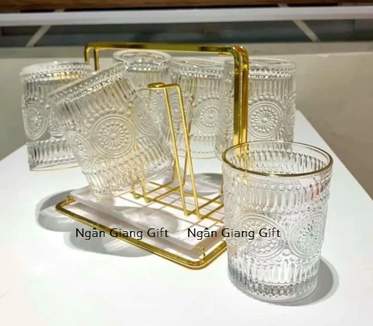 Bộ 6 cốc tủy tinh viền vàng